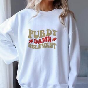 San Francisco 49Ers Sweatshirt, Bang Bang Niner Gang, Purdy White Sweater